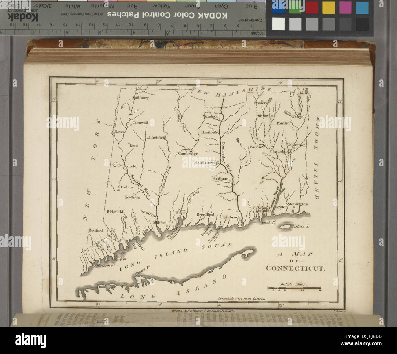 Una mappa di Connecticut (NYPL b14115138-1567523) Foto Stock