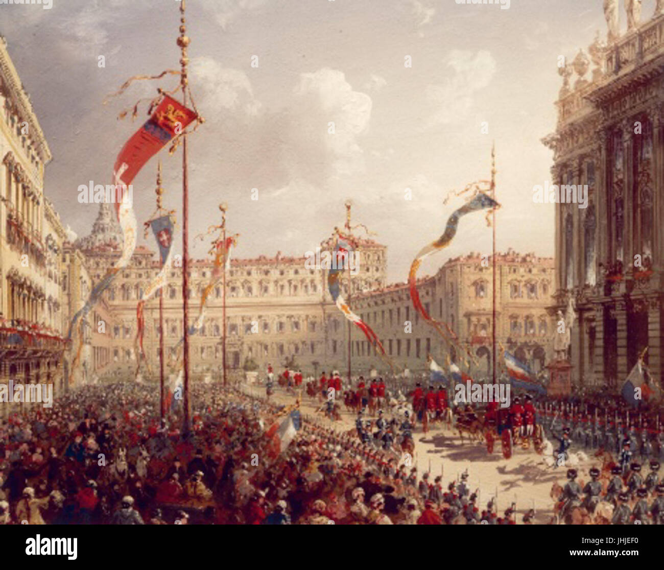 La delegazione veneta porta a Torino i risultati del plebiscito nel 1866 Foto Stock