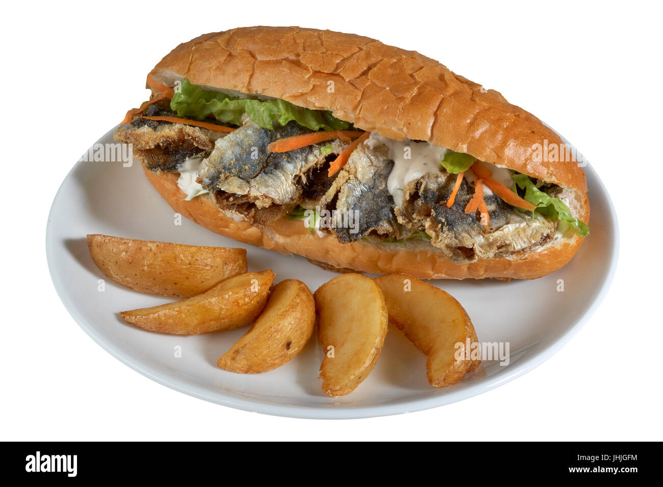 Burger con pesce fritto ( tradizionale turco Balik Ekmek ) Foto Stock