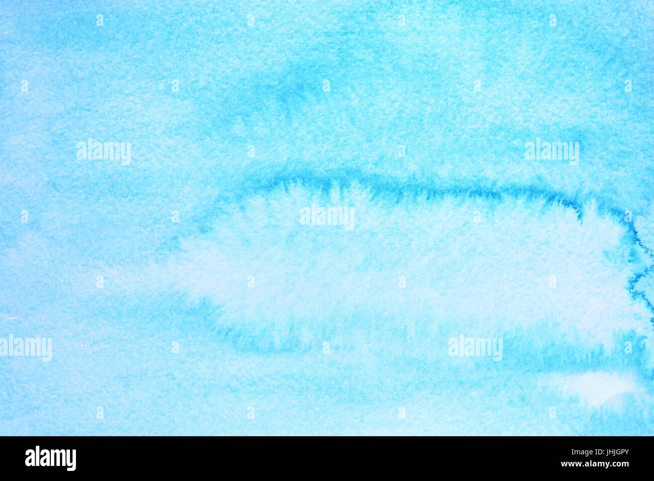 Blu ciano acquerello sfondo con trama della carta. Illustrazione raster Foto Stock