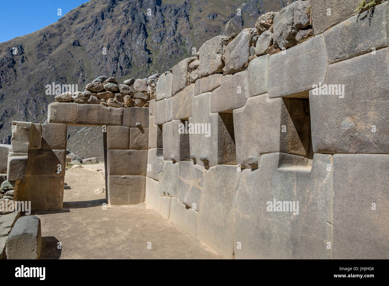 Ollantaytambo rovine Inca - Ollantaytambo, Valle Sacra, Perù Foto Stock