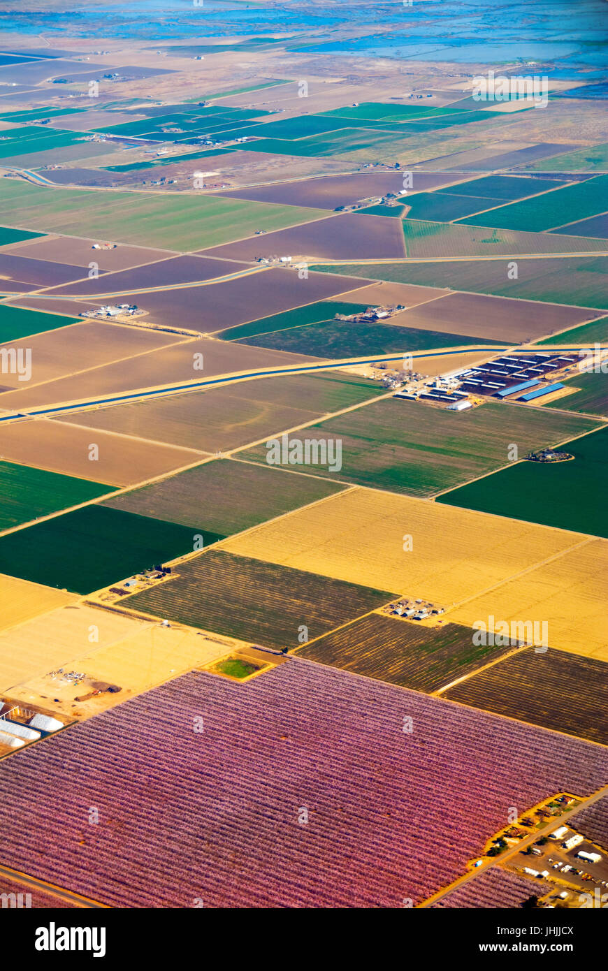 Volando sopra la California in un Cessna motore unico piano. Foto Stock