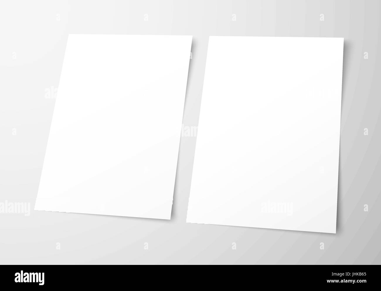 Modelli di volantini vuota su sfondo grigio. Mockup frontale e retro pagina brochure di presentazione di design. Illustrazione Vettoriale Illustrazione Vettoriale