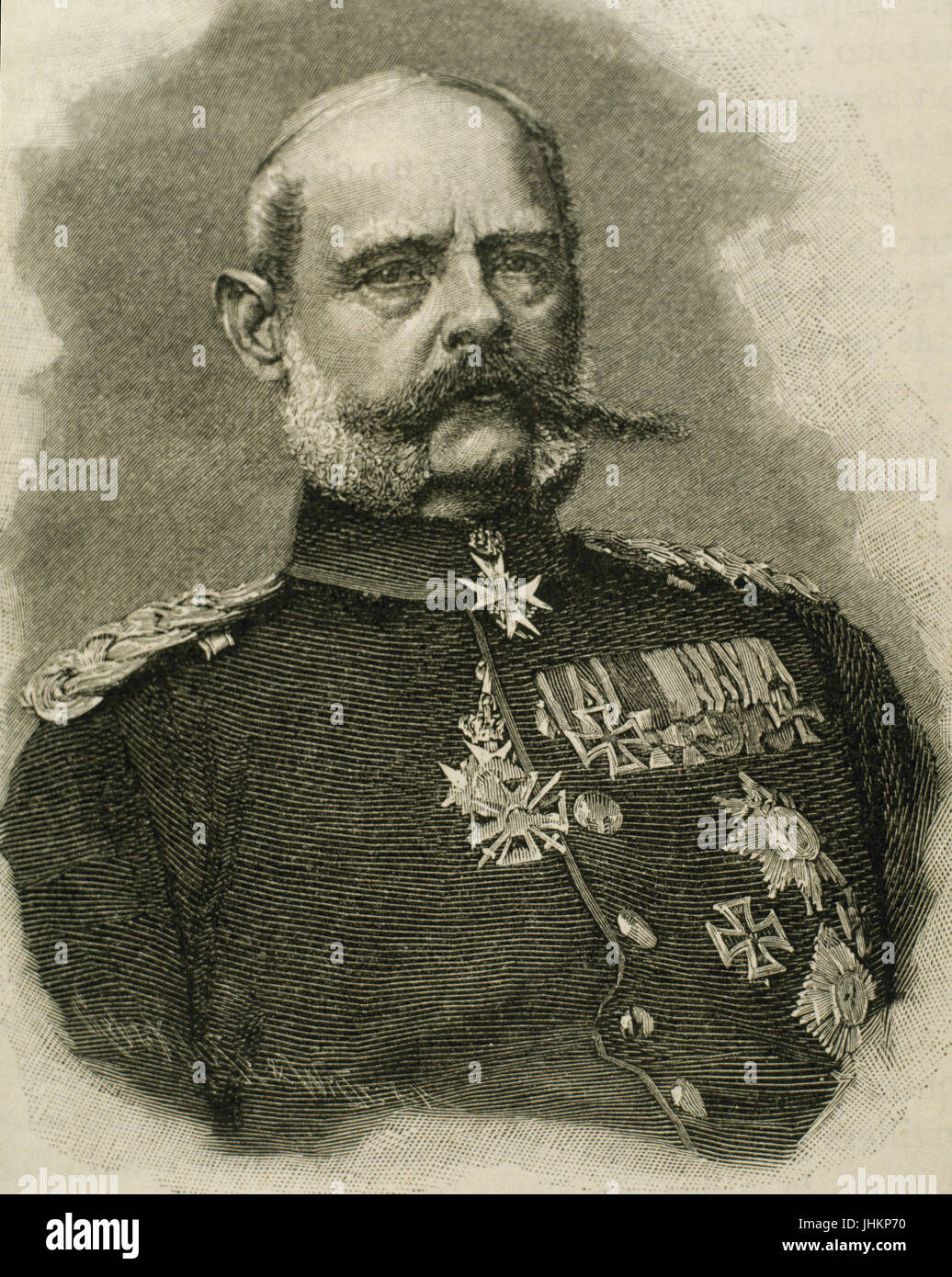 Alexander August Wilhelm von Pape (1813-1895). Royal fanteria prussiana Colonel-General speciale con il rango di Generalfeldmarschall. Ritratto. Incisione, 1885. Foto Stock