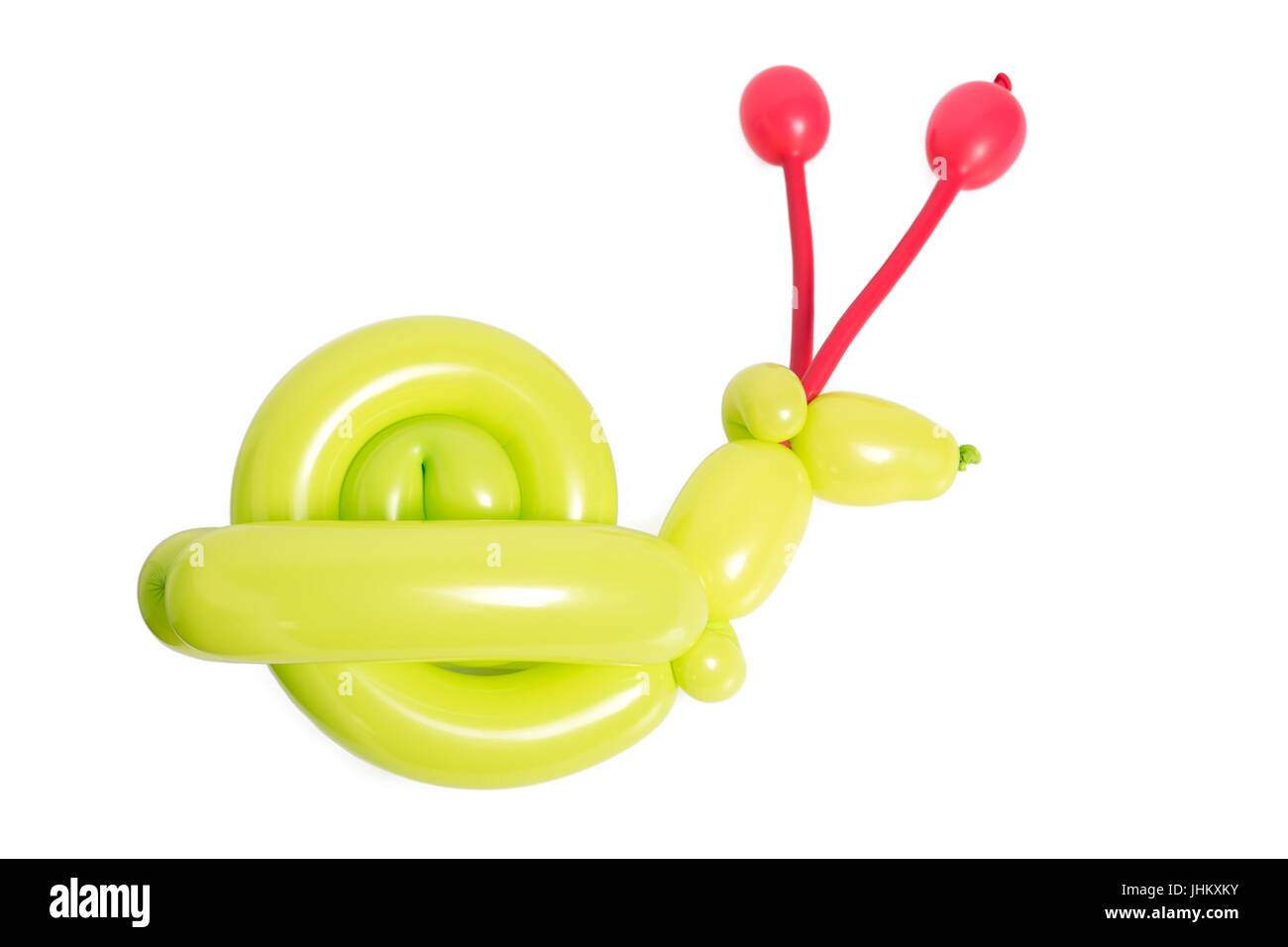 Twisted palloncino lumaca animale isolato su bianco. Toy fatta di palloncini. Palloncino art. Foto Stock