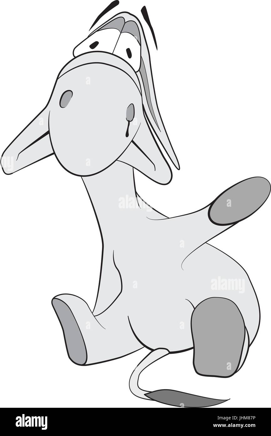 Triste asino agitando la mano, t-shirt graphics Illustrazione Vettoriale