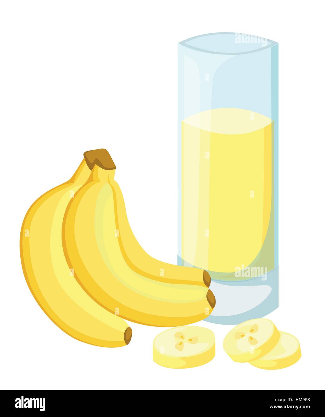 Modello di disegno banner, poster, icone frullati di banana. Illustrazione di succo di banana Drink me. Spremuta di tropical succo di banana per la vita sana Illustrazione Vettoriale