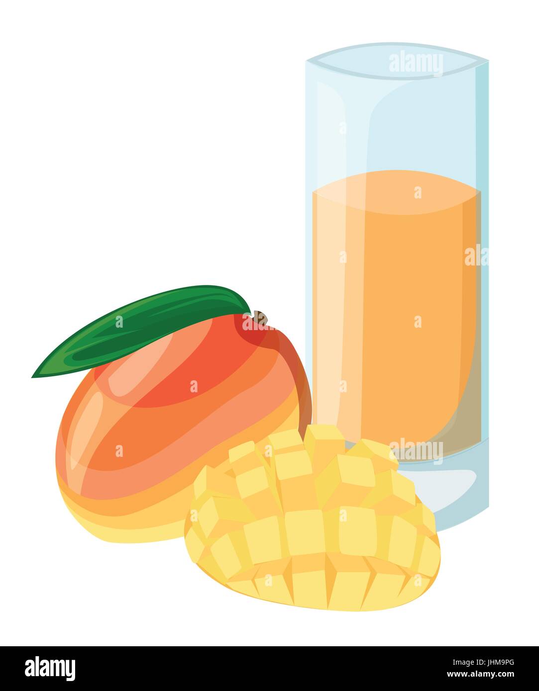 Modello di disegno banner, poster, icone frullati di mango. Illustrazione di succo di mango Drink me. Spremuta di tropical succo di mango per una vita sana. Un Illustrazione Vettoriale