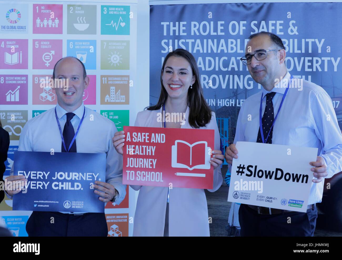 Nazioni Unite, New York, Stati Uniti d'America, 14 Luglio 2017 - Saul Billingsley è Direttore Esecutivo della Fondazione FIA ha partecipato a un incontro sulla sicurezza delle strade per raggiungere SDG 3 per ridurre gli incidenti stradali e di ospedalizzazione del 50% entro l'anno 2020 oggi presso la sede delle Nazioni Unite a New York City. Foto: Luiz Rampelotto/EuropaNewswire | Utilizzo di tutto il mondo Foto Stock