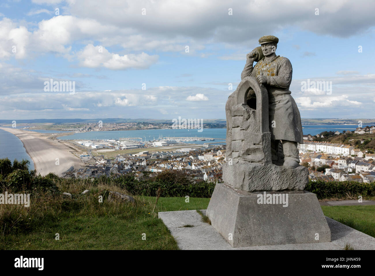 Spirito di Portland statua a Portland, Dorset Foto Stock