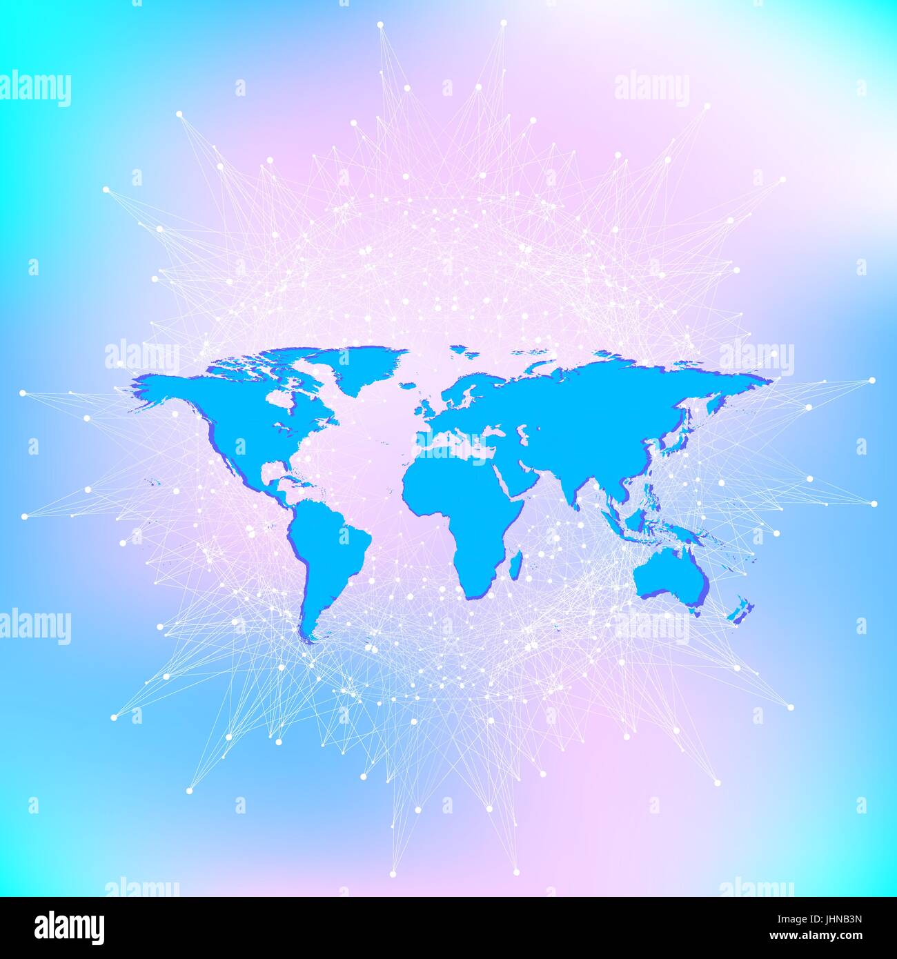 Mondo politico Mappa con tecnologia globale concetto di networking. Digital per la visualizzazione di dati. Cibernetico scientifici composti di particelle. Dati di grande comunicazione in background. Illustrazione Vettoriale. Illustrazione Vettoriale