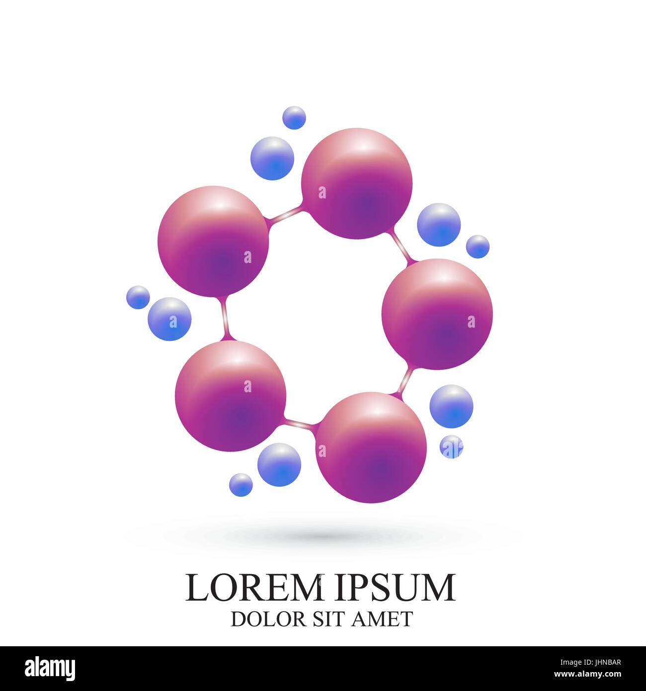 3D'icona logotipo di DNA e la molecola. Template vettoriale Logo per la medicina, la scienza, la tecnologia, la chimica, la biotecnologia. Illustrazione Vettoriale