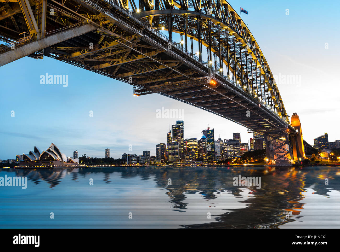 Drammatico tramonto panoramico foto porto di Sydney Foto Stock