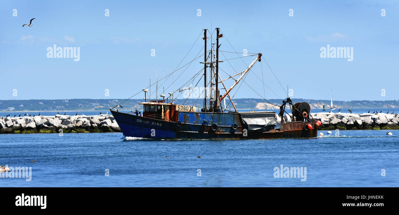 Il peschereccio Dina Jane in arrivo a Provincetown su Cape Cod, STATI UNITI D'AMERICA Foto Stock