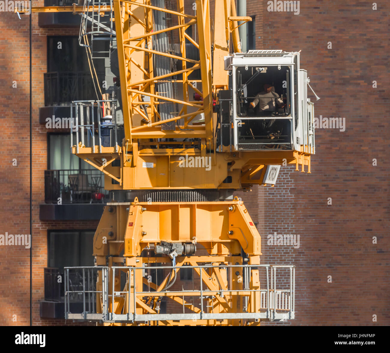 Dettaglio di una gru a torre in un cantiere sulla upper west side di Manhattan Foto Stock