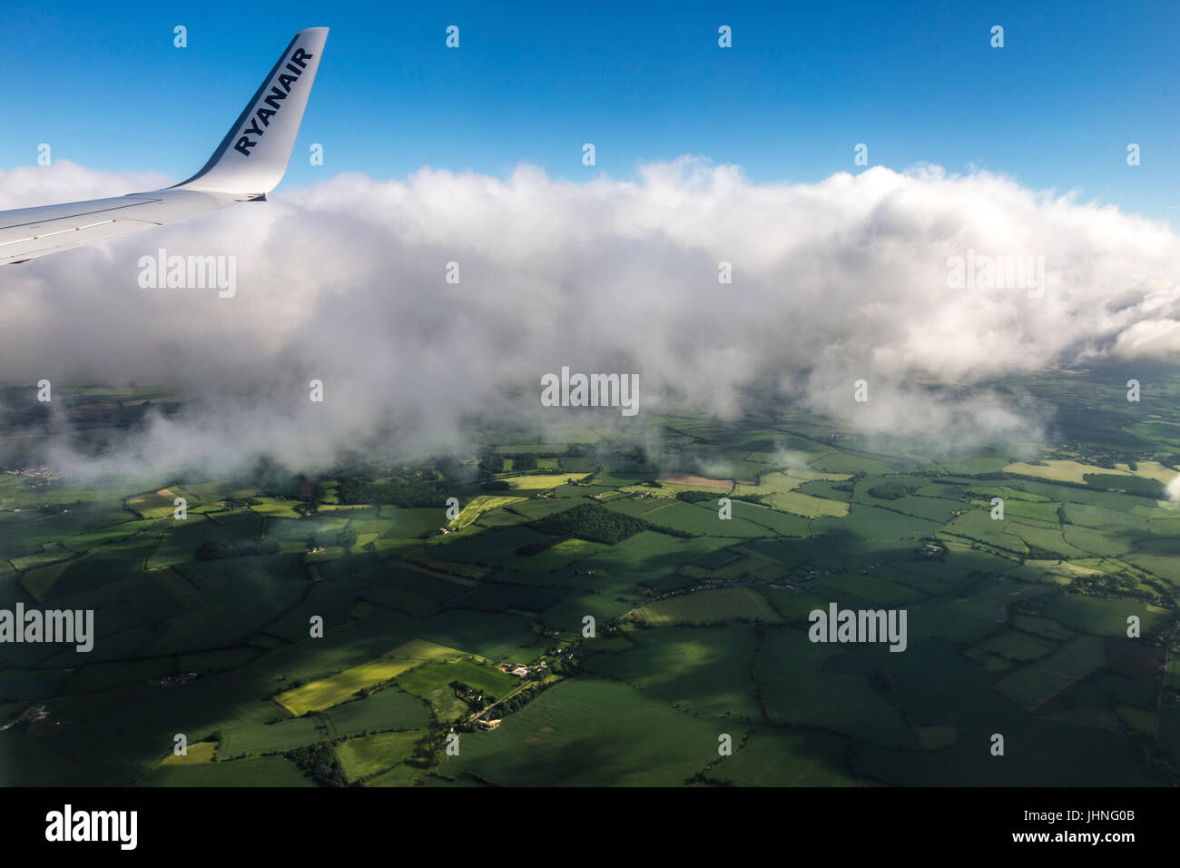 London, Regno Unito - 7 Giugno 2017: vista aerea a verde tranquilla campagna inglese. Foto Stock