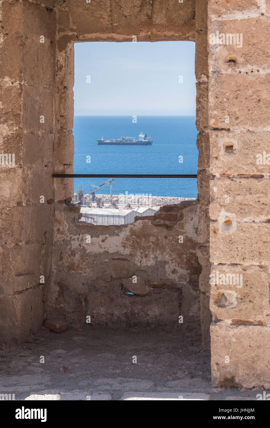 Interno della fortezza moresca alcazaba in Almeria Foto Stock