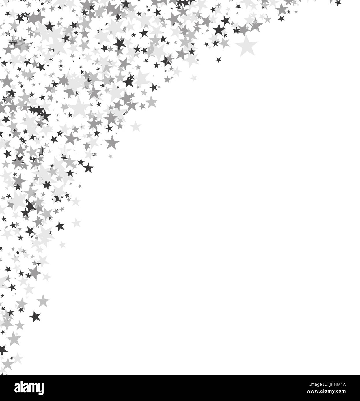 Silver stars nell angolo in alto a sinistra su sfondo bianco. Abstract Background. Glitter pattern per banner, elemento di design. Illustrazione Vettoriale. Illustrazione Vettoriale