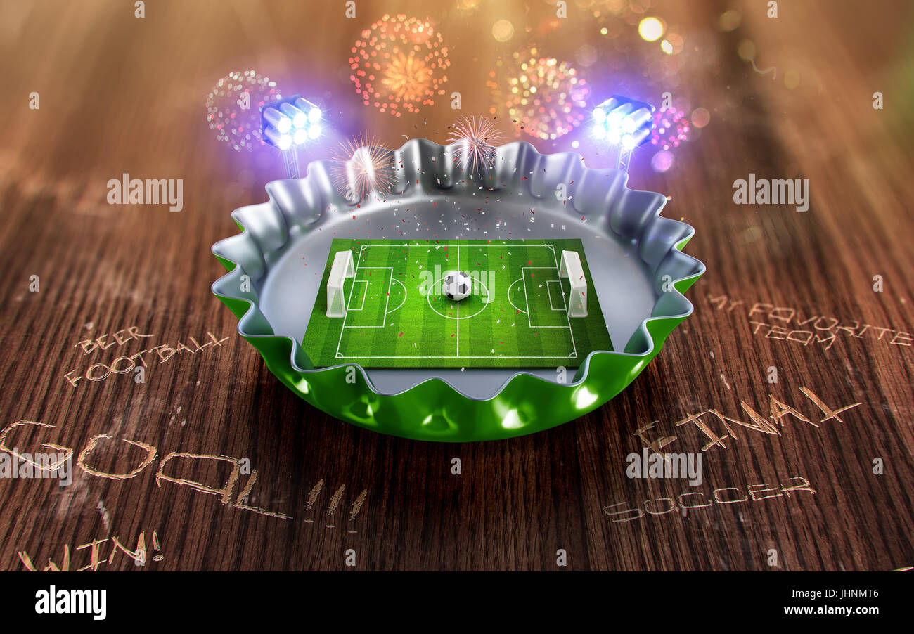 Campionato di calcio nel blu Beer cap. 3D render Foto Stock