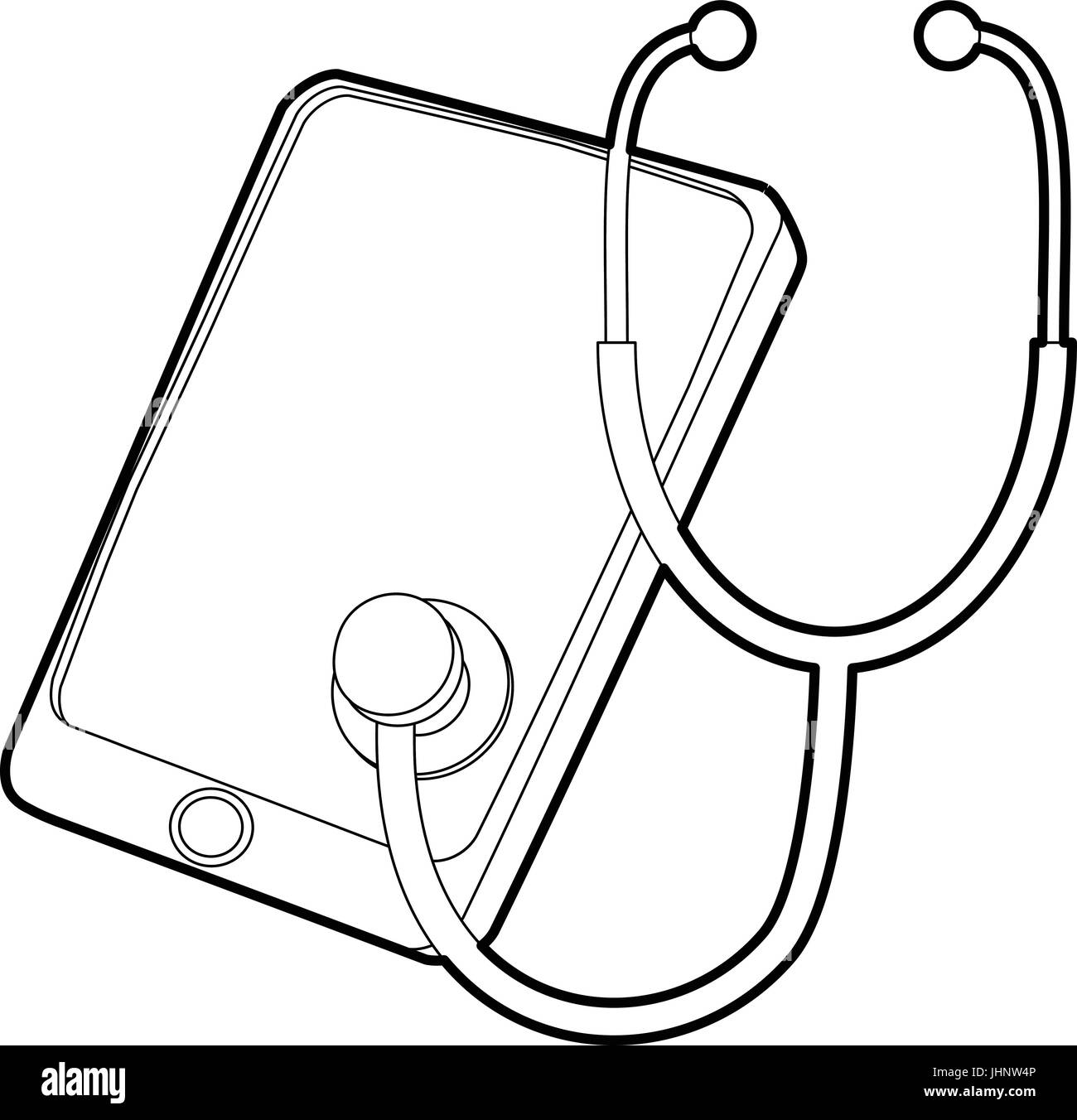Gadget nel processo diagnostico icona, stile contorno Illustrazione Vettoriale