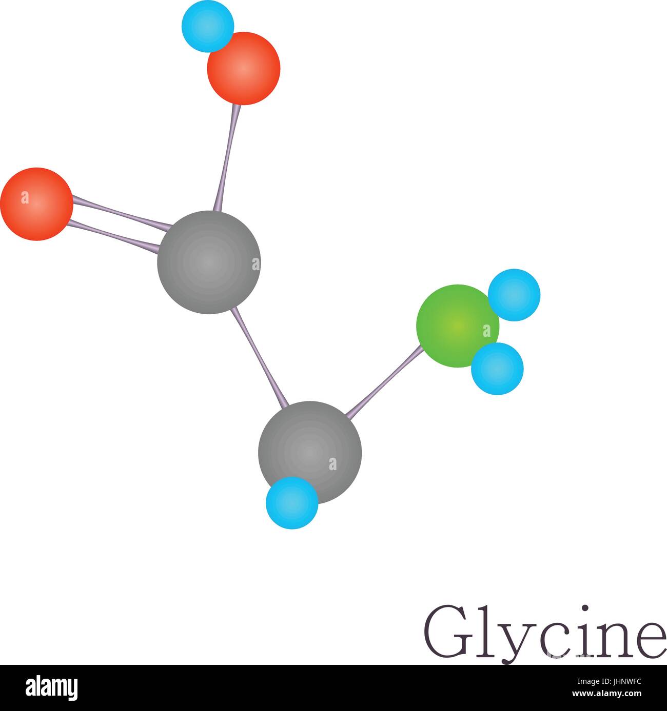 Glicina 3D molecola della scienza chimica Illustrazione Vettoriale