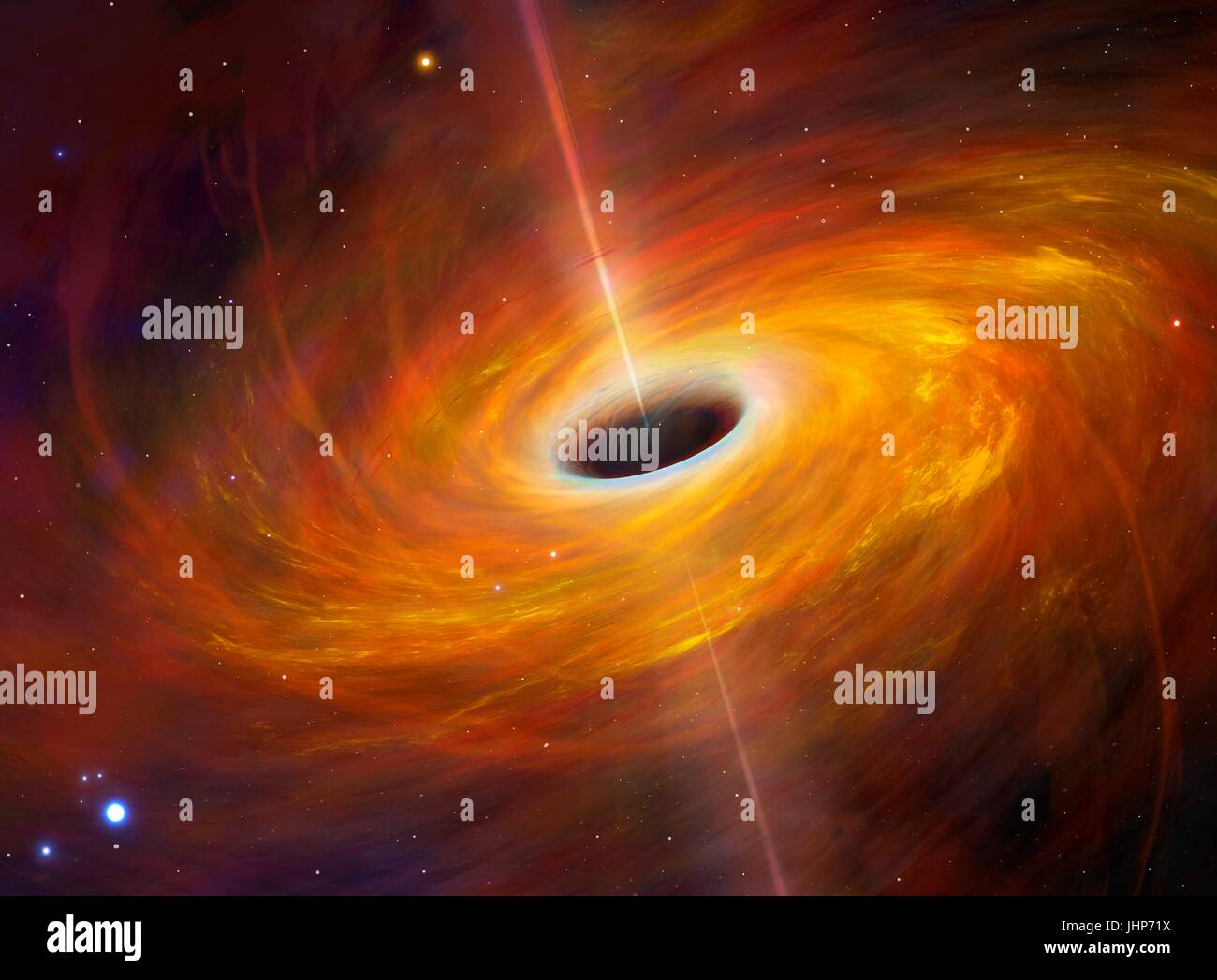 Un buco nero è un oggetto in modo compatto - di solito un crollato star - che nulla può sfuggire alla sua forza gravitazionale. Neppure la luce. Foto Stock