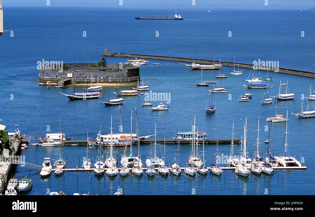 Vista dall'ascensore Lacerda; Salvador, Bahia, Brasile Foto Stock