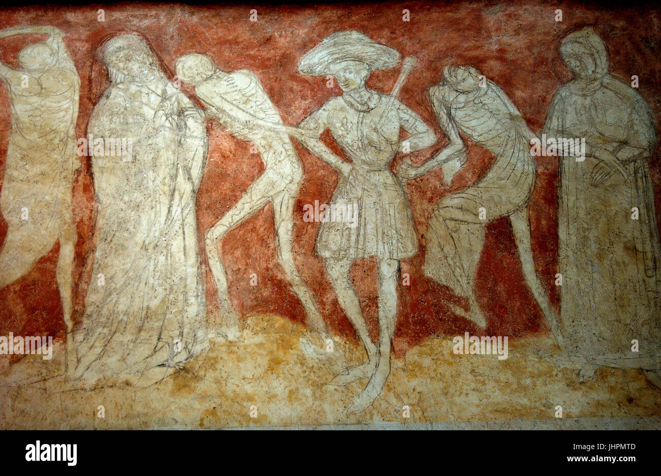 Una delle pochissime danze di morte (danse macabre) in europa. Saint Robert Abbaye di la Chaise Dieu. Alta Loira. Auvergne Rhone Alpes. Francia Foto Stock