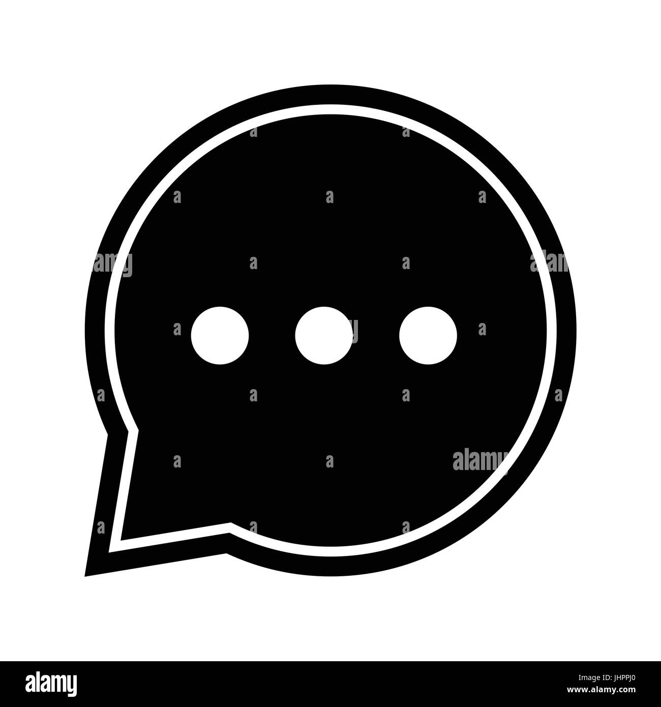 Segno di chat, tre puntini icona simbolo iconico all'interno di discorso bolla su bianco backgroun. Vettore design iconico. Illustrazione Vettoriale