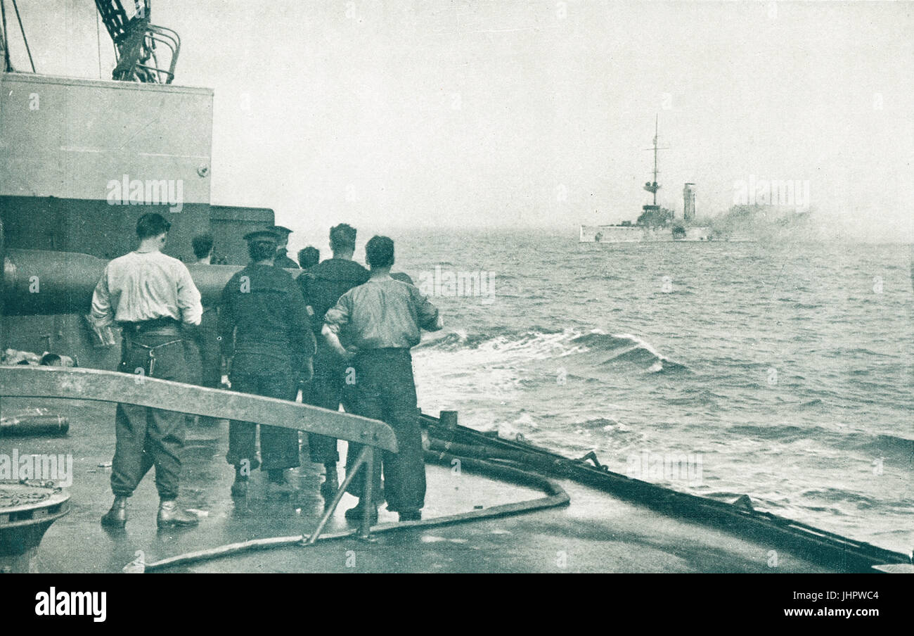 SMS Mainz distrutta a Helgoland, 1914 Foto Stock
