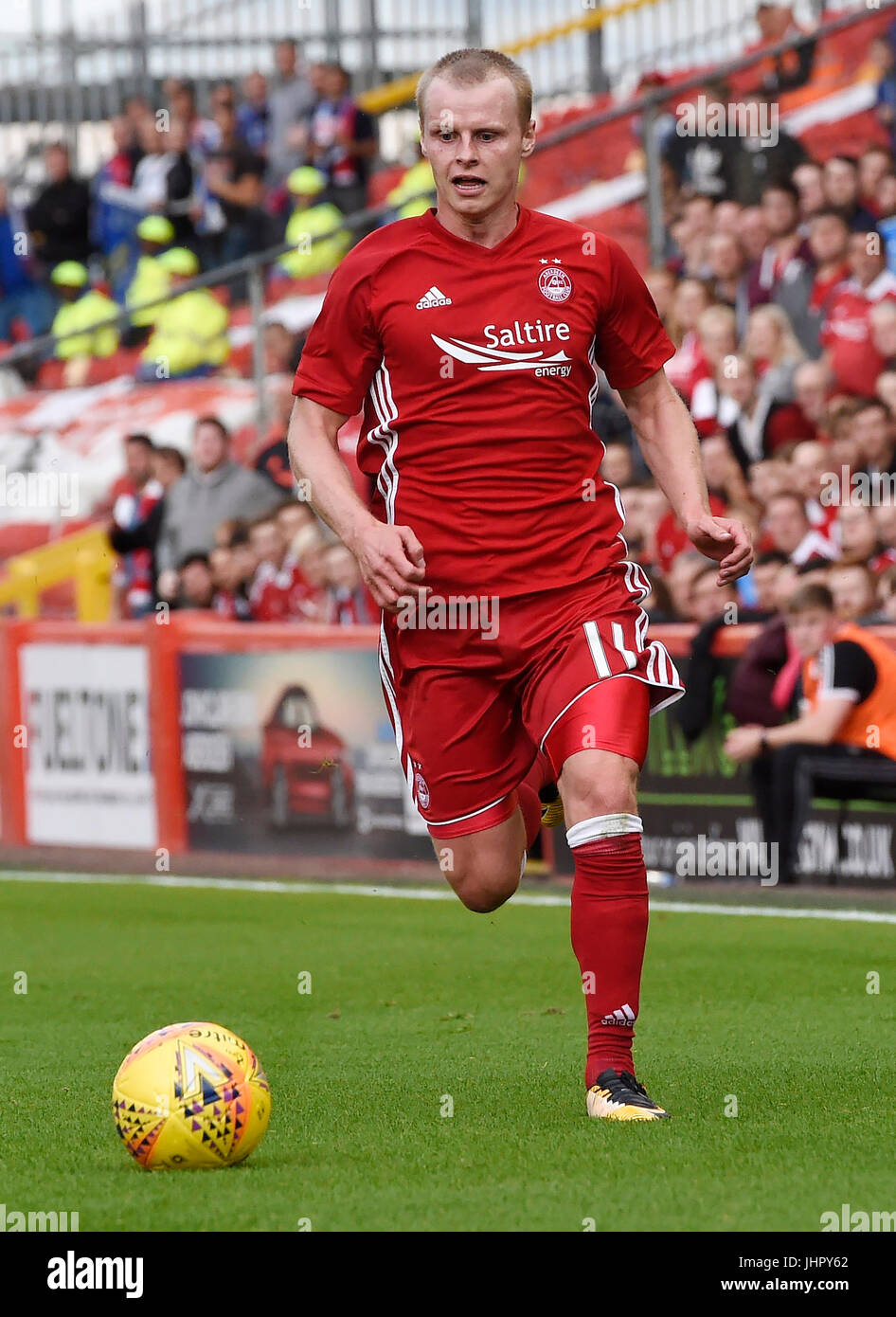 Aberdeen Gary Mackay-Steven in azione durante la UEFA Europa League secondo turno di qualificazione, la prima gamba corrispondono al Pittodrie Stadium, Aberdeen. Stampa foto di associazione. Picture Data: giovedì 13 luglio, 2017 Foto Stock