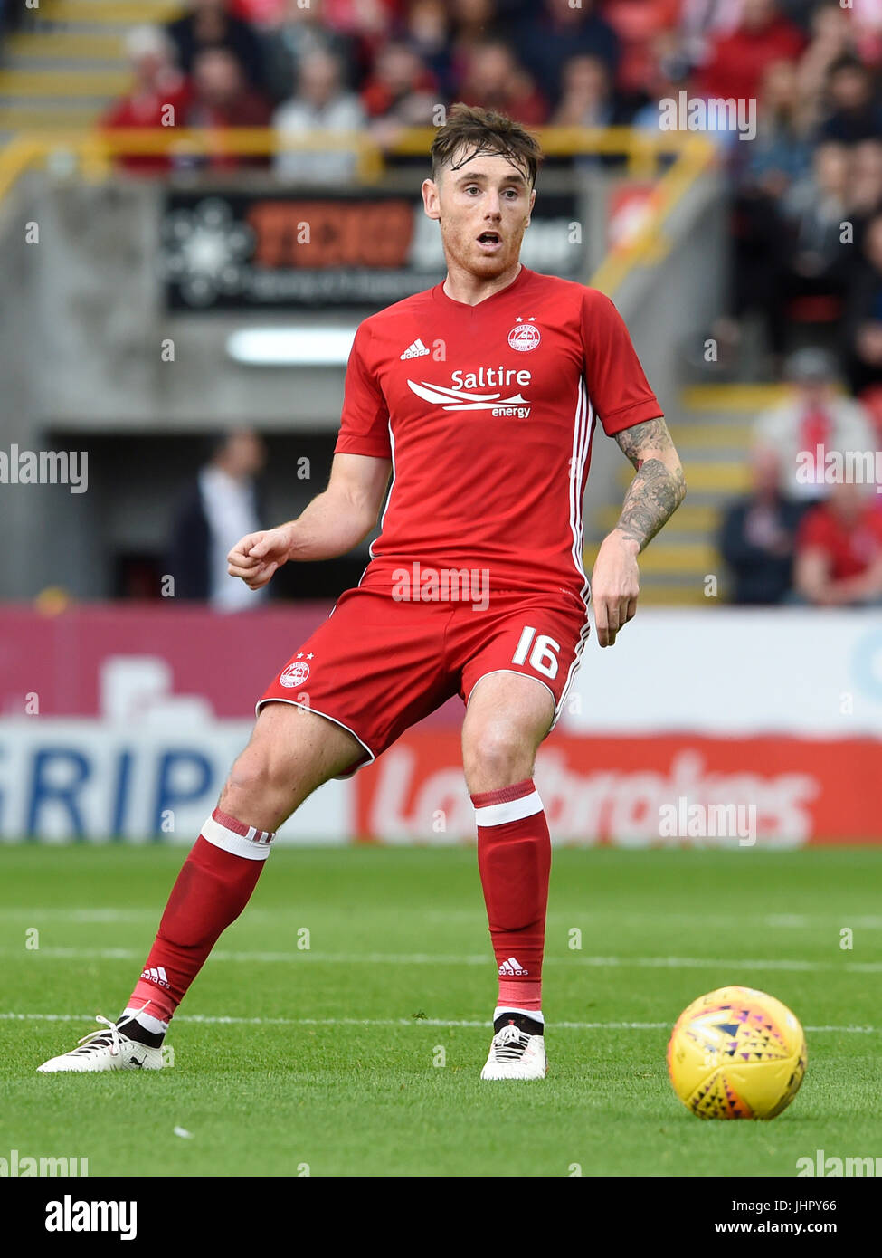 Aberdeen è Greg Tansey in azione durante la UEFA Europa League secondo turno di qualificazione, la prima gamba corrispondono al Pittodrie Stadium, Aberdeen. Stampa foto di associazione. Picture Data: giovedì 13 luglio, 2017 Foto Stock