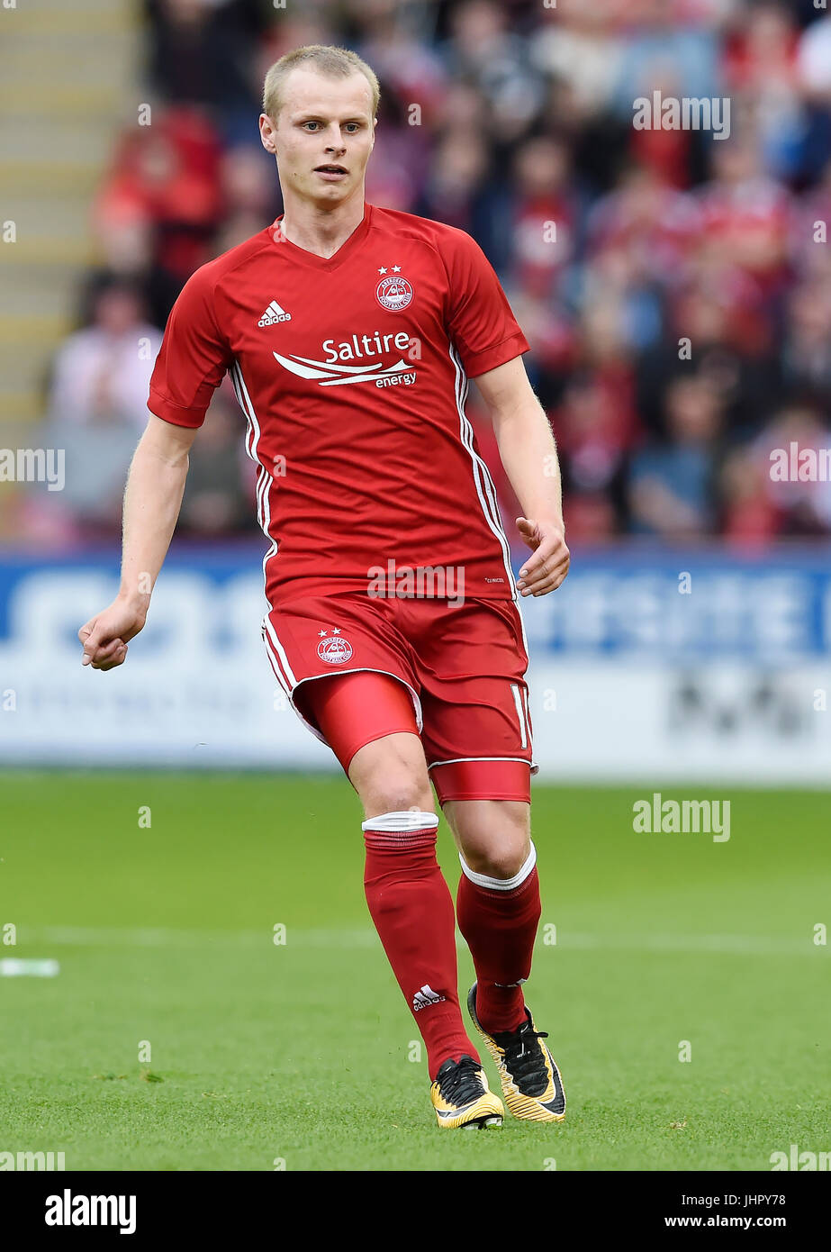 Aberdeen Gary Mackay-Steven in azione durante la UEFA Europa League secondo turno di qualificazione, la prima gamba corrispondono al Pittodrie Stadium, Aberdeen. Stampa foto di associazione. Picture Data: giovedì 13 luglio, 2017 Foto Stock