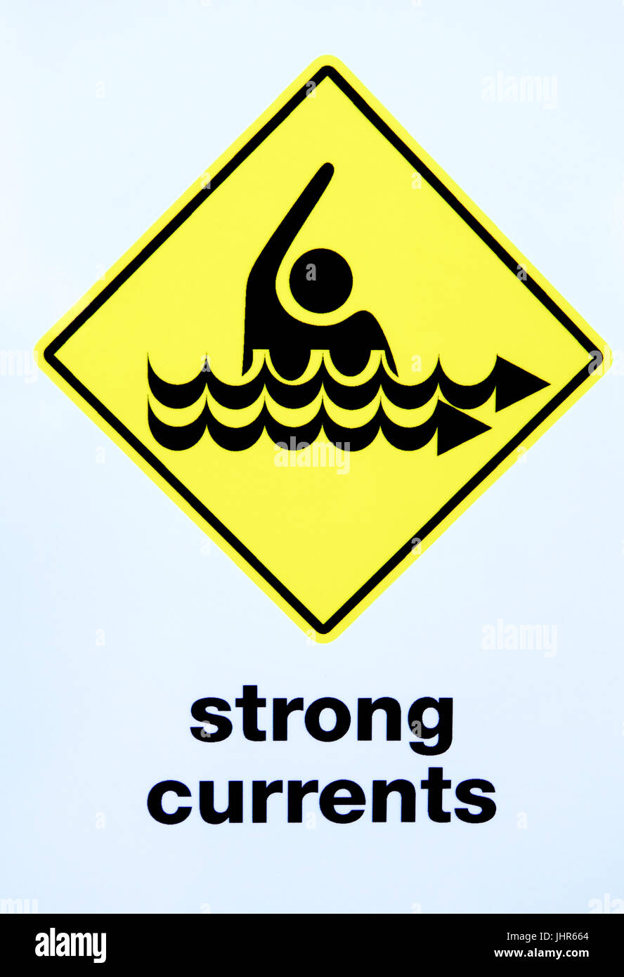 Le forti correnti segnaletica. Foto Stock