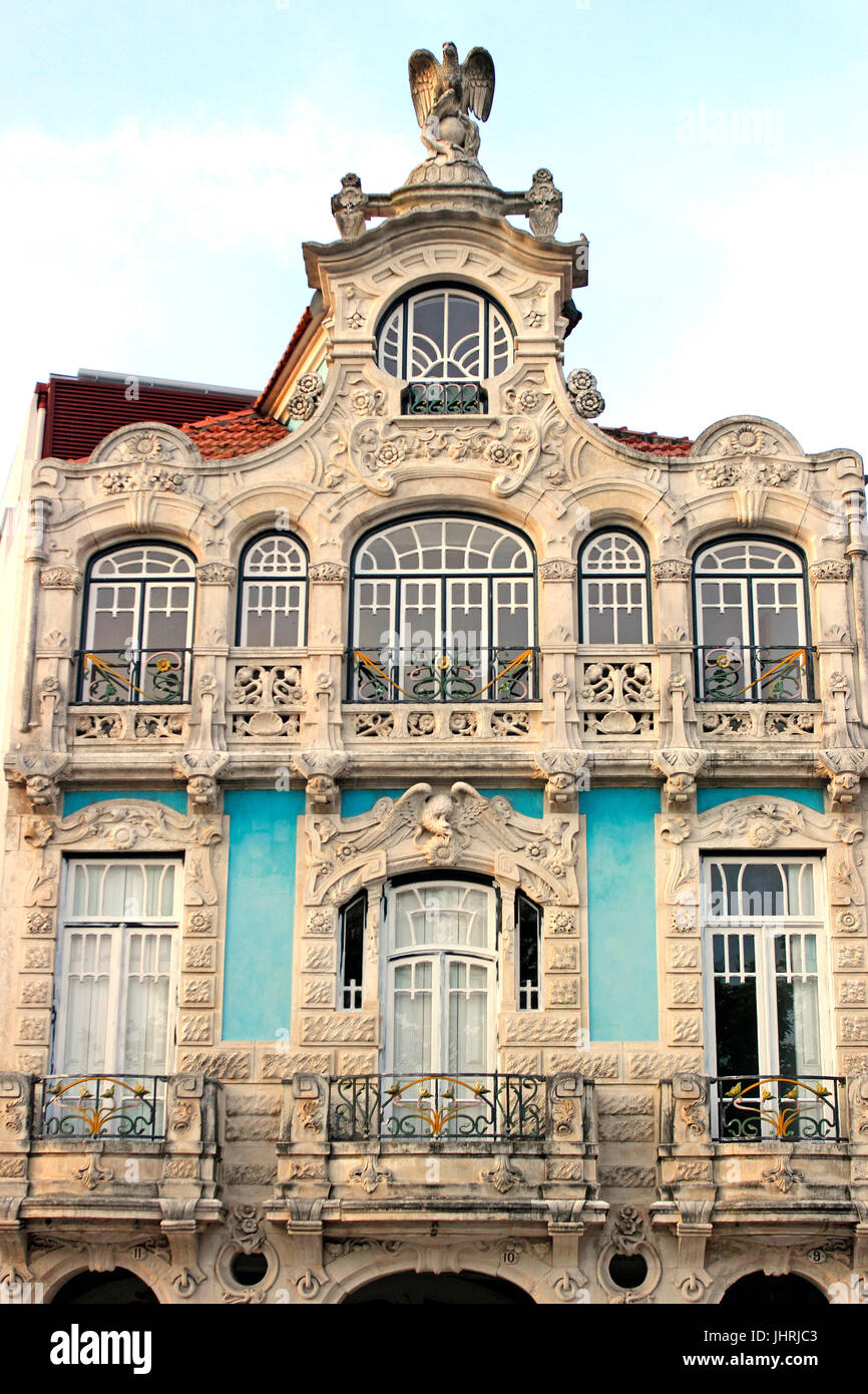 Museo di Art Nouveau edificio con facciata lungo il canale centrale Aveiro Portogallo Foto Stock