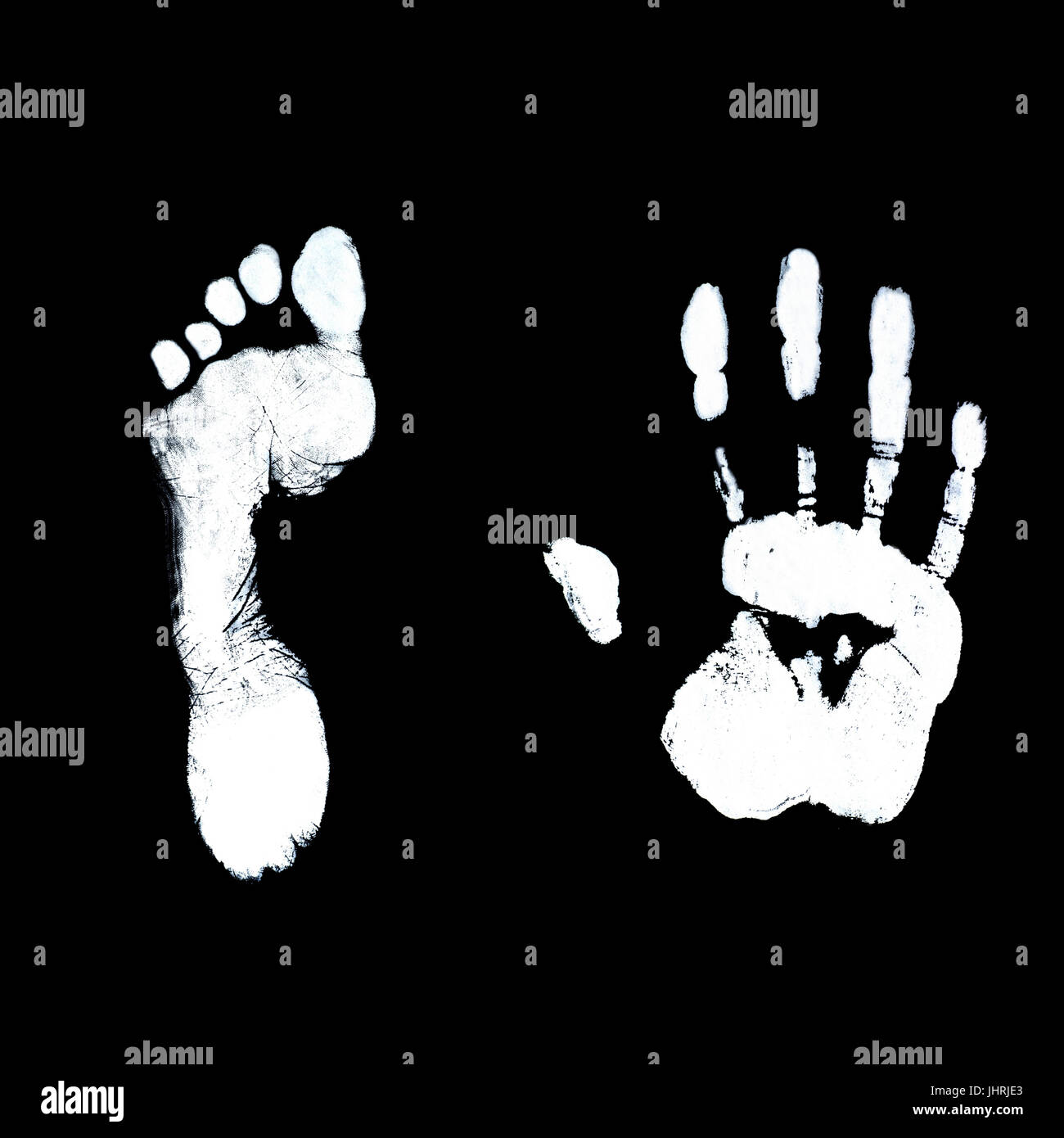 Piede umano fine hand prints identificazione biometrica inchiostro Foto Stock