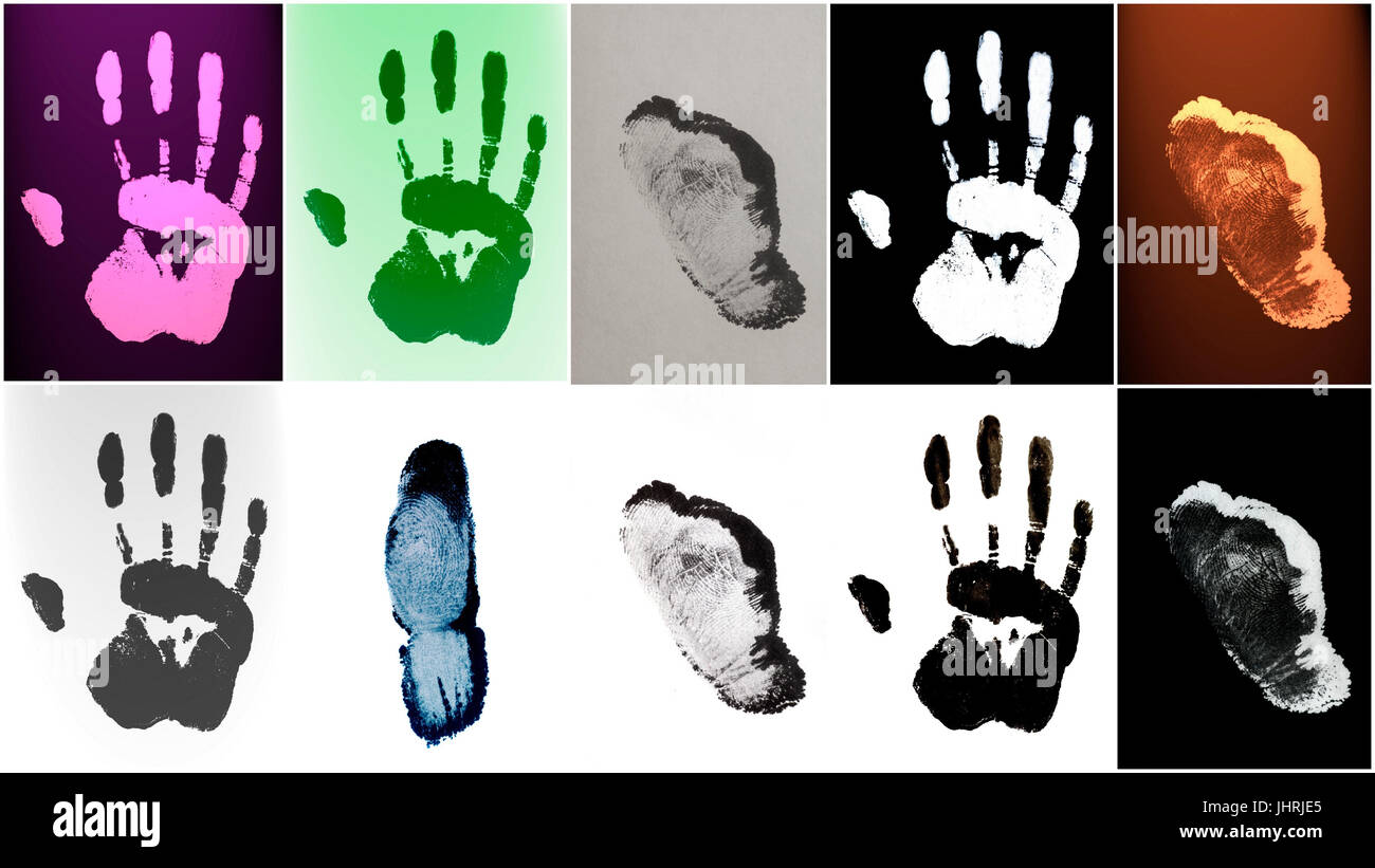 Dita umane fine mani stampe identificazione biometrica inchiostro Foto Stock