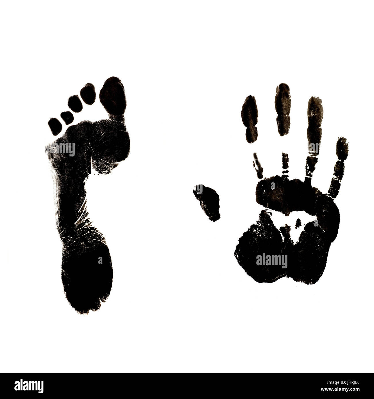 Piede umano fine hand prints identificazione biometrica inchiostro Foto Stock