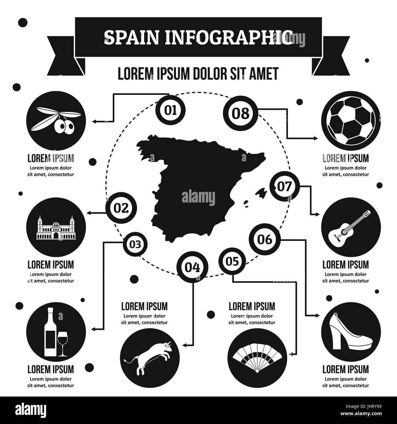 Spagna Una infografica concetto, stile semplice Illustrazione Vettoriale