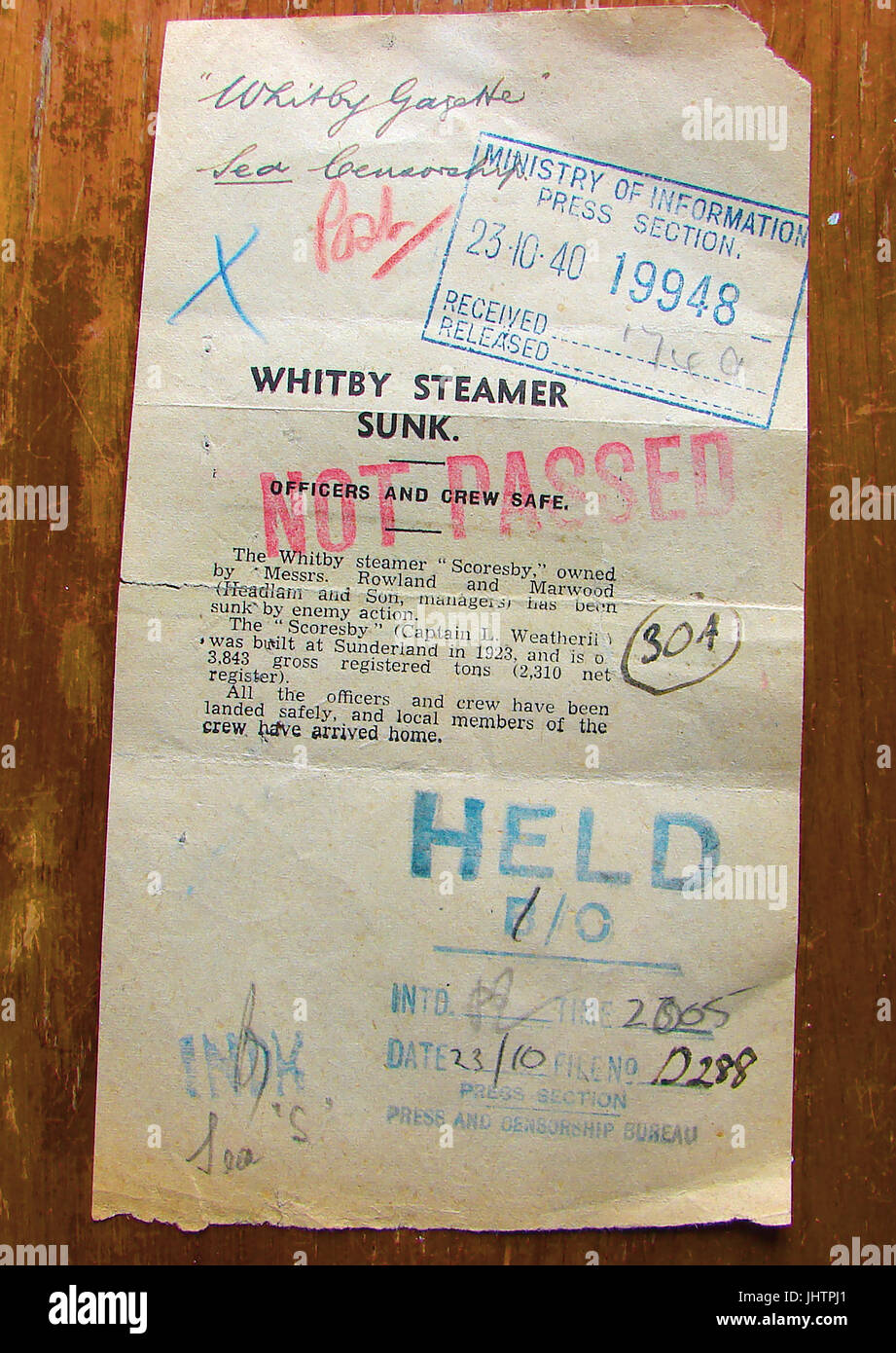 Marina Mercantile nave affondata Scoresby Foto Stock