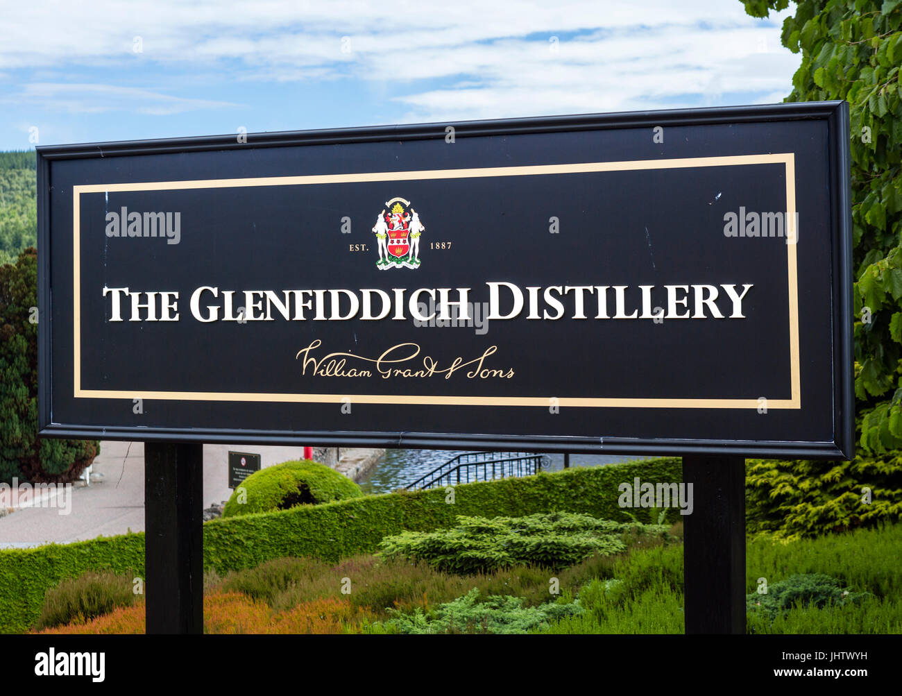 Glenfiddich distilleria di whisky, Dufftown, Speyside, murene, Scotland, Regno Unito. Scottish malt whisky. Foto Stock