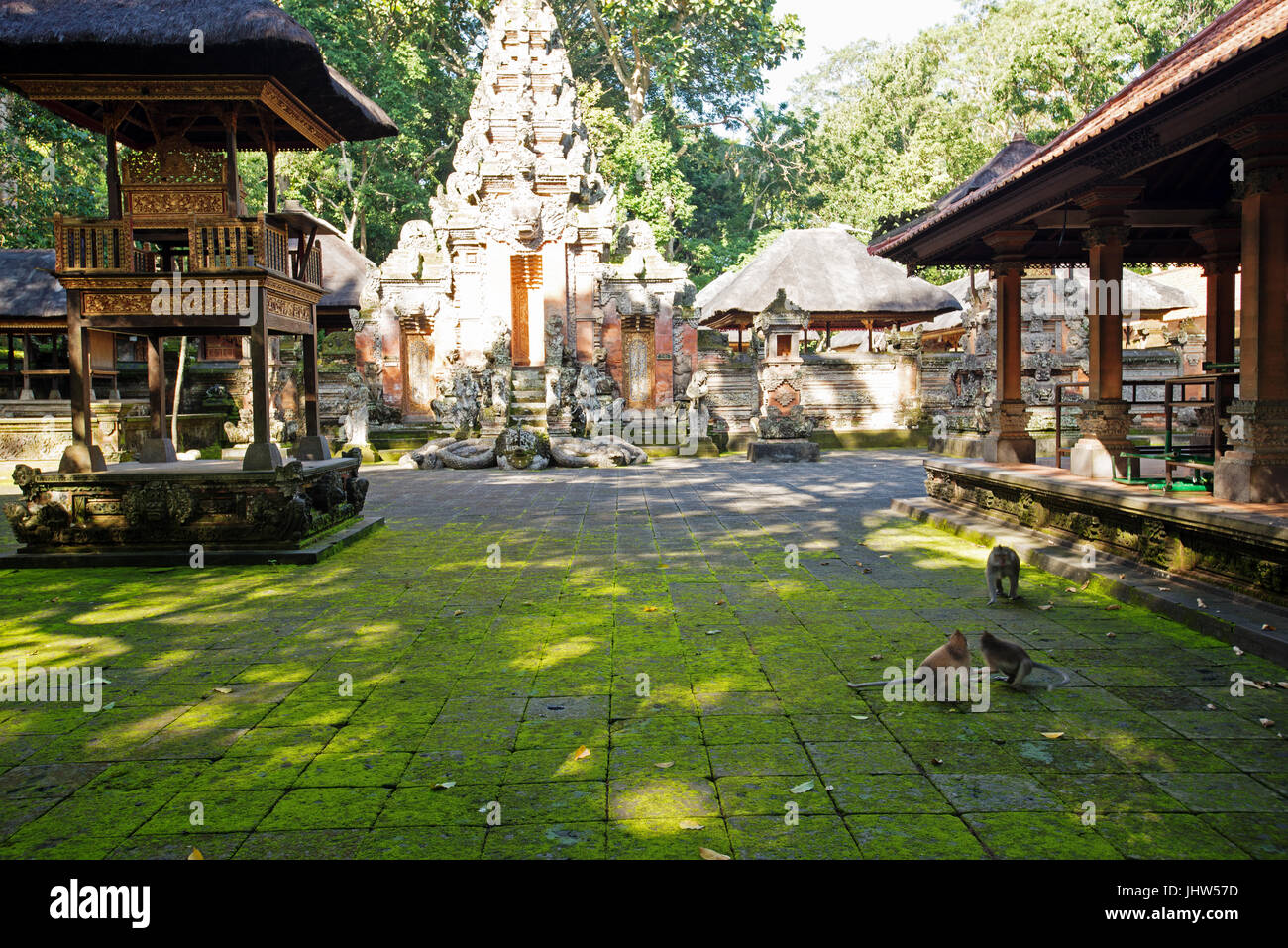 Tempio indù, Pura Dalem Agung, Monkey Forest, Ubud, Bali, Indonesia Foto Stock