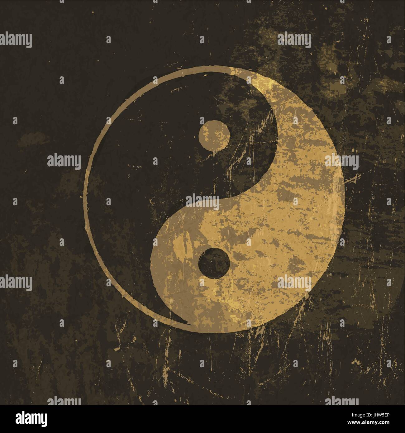 Yin Yang icona grunge. Con texture colorate, vettore Illustrazione Vettoriale