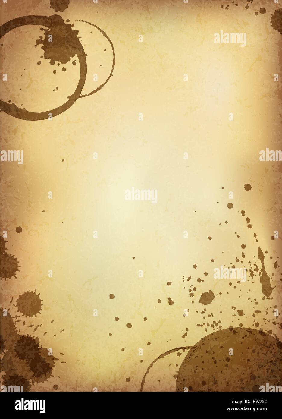 Classic Vintage background. Il vecchio foglio di carta con macchie di caffè. Versione del vettore. Illustrazione Vettoriale