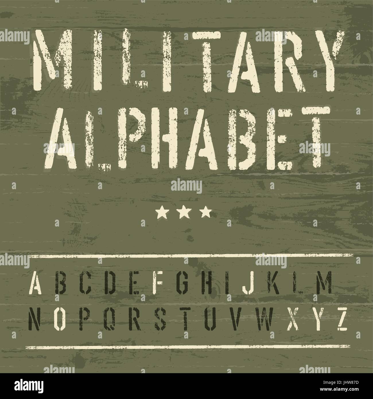 Militari alfabeto Vintage. Vettore, EPS10 Illustrazione Vettoriale