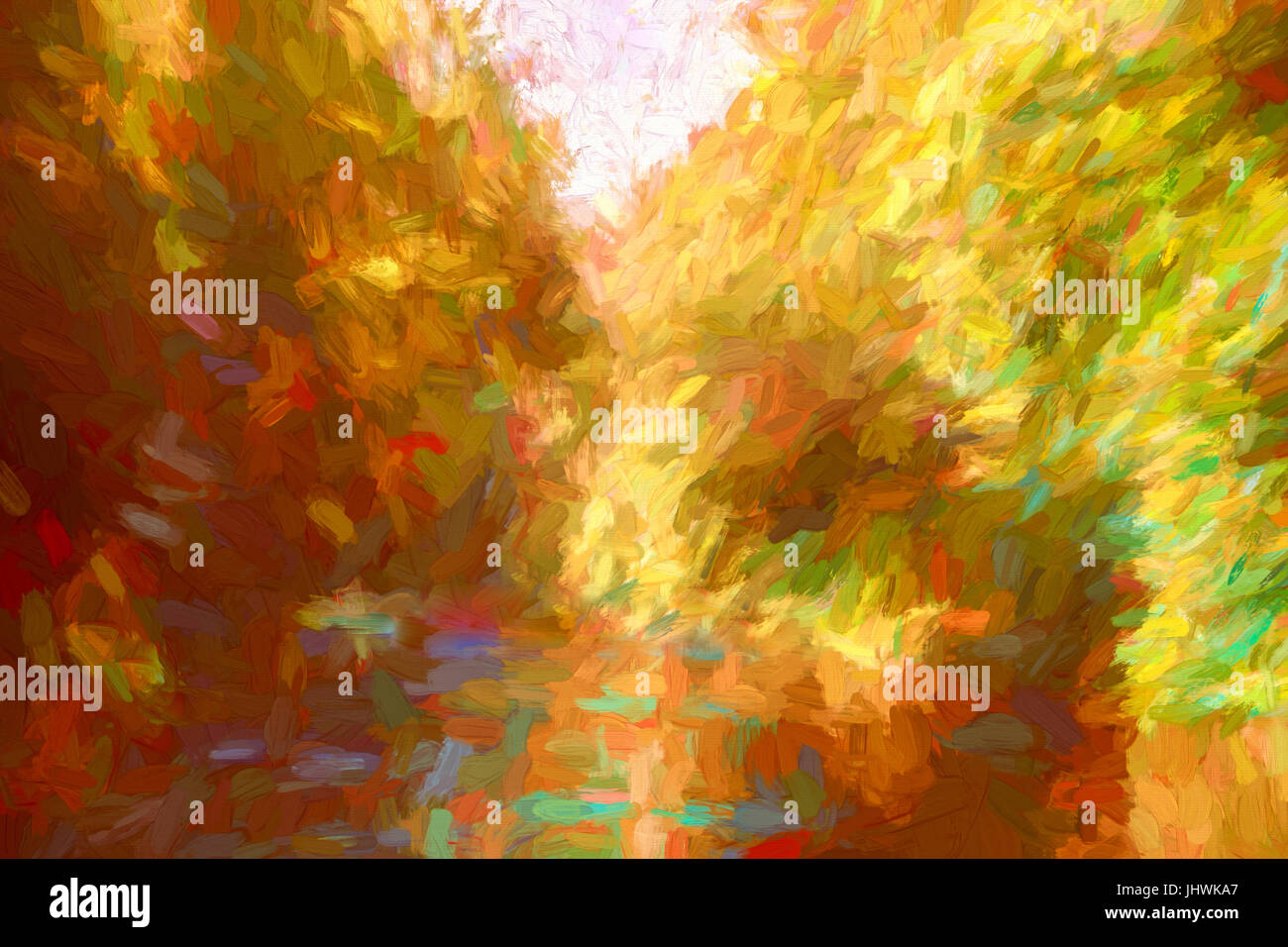 Lago d'autunno, la pittura digitale illustrazione in stile impressionista Foto Stock