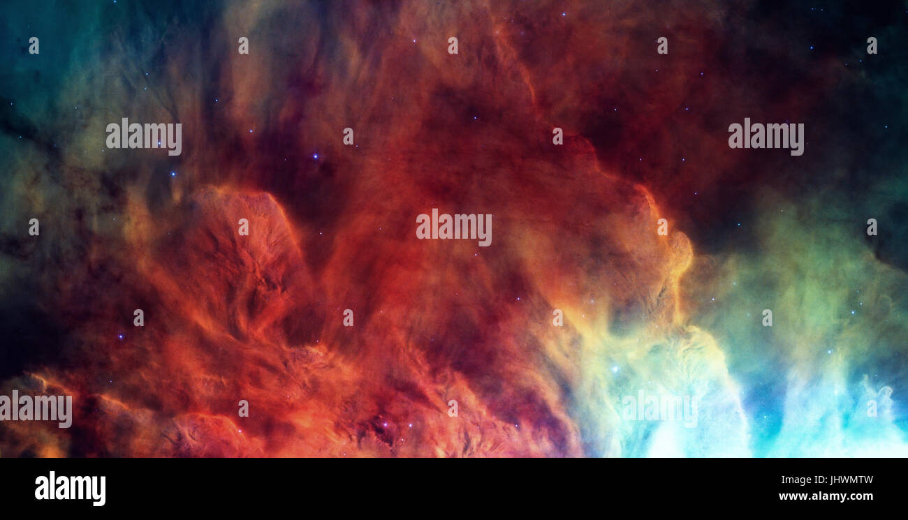 Onde che si infrangono stellare nella Nebulosa Laguna di emissione o di nebula Messier 8. Si tratta di un enorme nube interstellare nella costellazione del Sagittario. Ritoccate Foto Stock