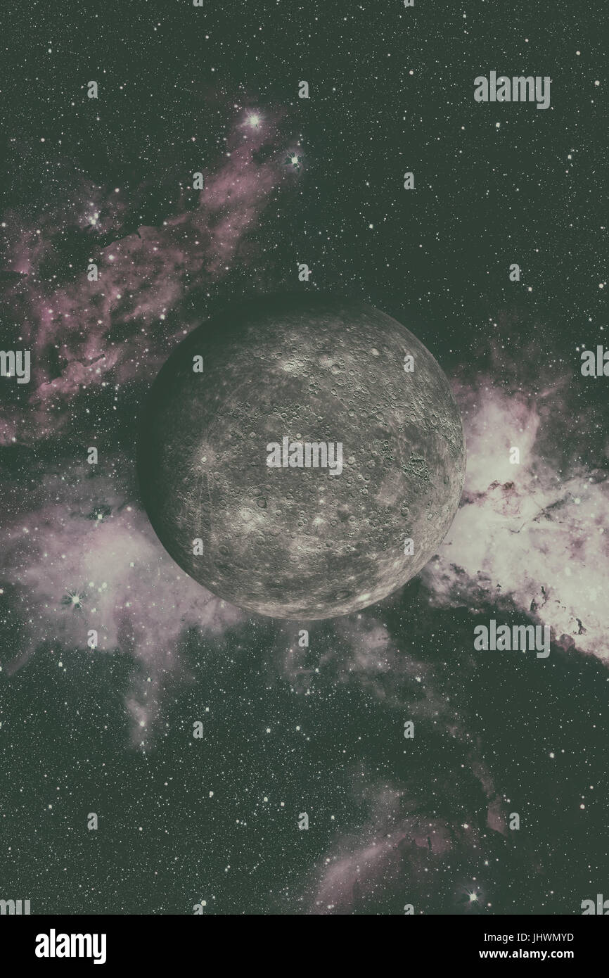 Il sistema solare - Mercurio. È la più piccola e più vicina al sole delle otto pianeti del sistema solare, con un periodo orbitale di circa 88 Terra d Foto Stock