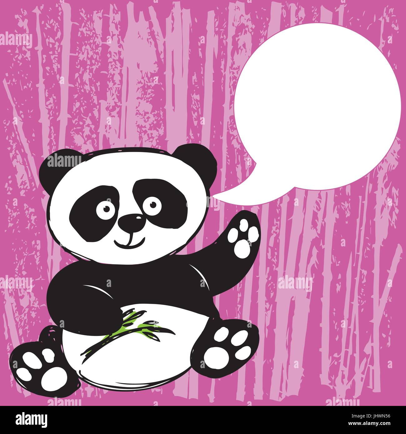 Panda con ramo di bambù Illustrazione Vettoriale