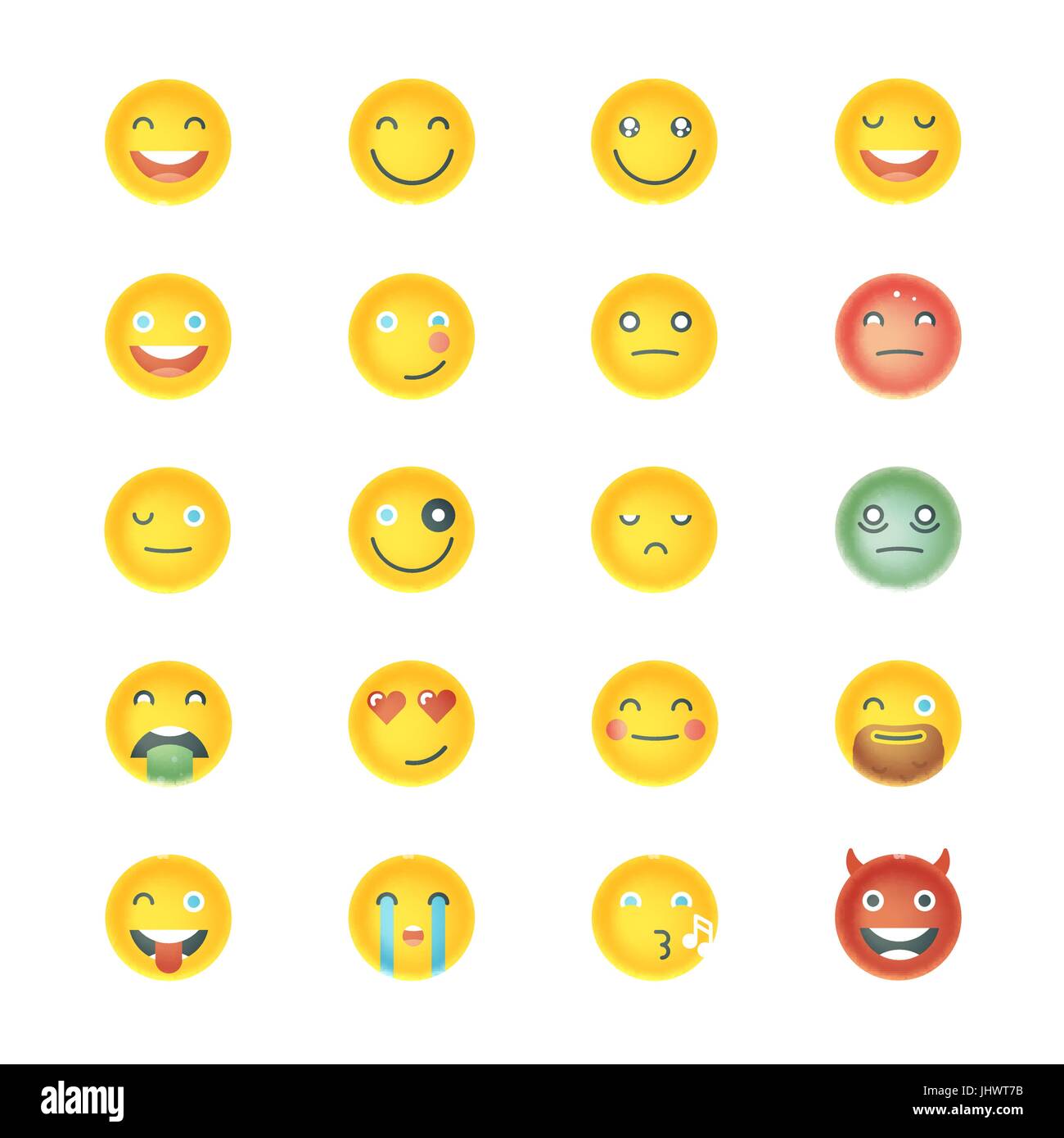 Raccolta di emoticon. Set di caratteri Emoji. Differenti emoticon ...